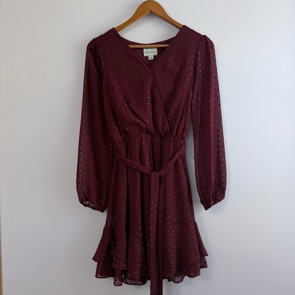 Premier Amour Dresses & Skirts - Thread & Supply Women's Maroon Long-Sleeve Wrap Dress